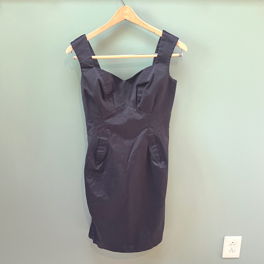Zac Posen Black Fitted Dress Sleeveless Sweetheart Neckline‎ Size 8